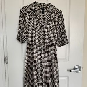 BCBG Paris Silk Houndstooth Dress